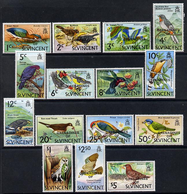 St Vincent - Grenadines 1974 Birds definitive set of 15 values complete unmounted mint SG 3-17, stamps on , stamps on  stamps on birds