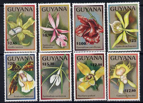 Guyana 1990 Flowers part set of 8 values unmounted mint SG 2862 etc, stamps on , stamps on  stamps on flowers, stamps on  stamps on orchids