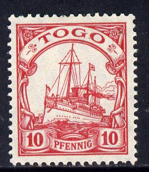 Togo 1900 Yacht 10pf carmine no watermark unmounted mint SG  G9, stamps on , stamps on  stamps on ships