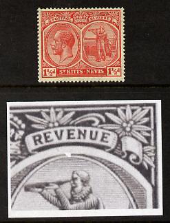 St Kitts-Nevis 1921-29 KG5 Script CA Columbus 1.5d red single mounted mint with broken frame above Columbuss Head (R4-5) SG 40, stamps on , stamps on  kg5 , stamps on columbus, stamps on explorers