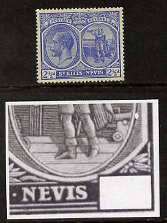 St Kitts-Nevis 1921-29 KG5 Script CA Columbus 2.5d ultramarine single mounted with white flaw in background (R12-5) SG 44, stamps on , stamps on  stamps on , stamps on  stamps on  kg5 , stamps on  stamps on columbus, stamps on  stamps on explorers