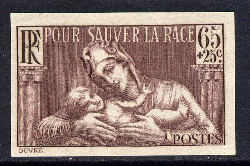 France 1937 Public Health Fund 65+25c slate-purple imperf mounted mint Yv 356 (SG588var), stamps on medical