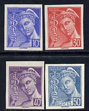 France 1938-39 Mercury imperf set of 4 mounted mint Yv 546-9, stamps on , stamps on  stamps on myths