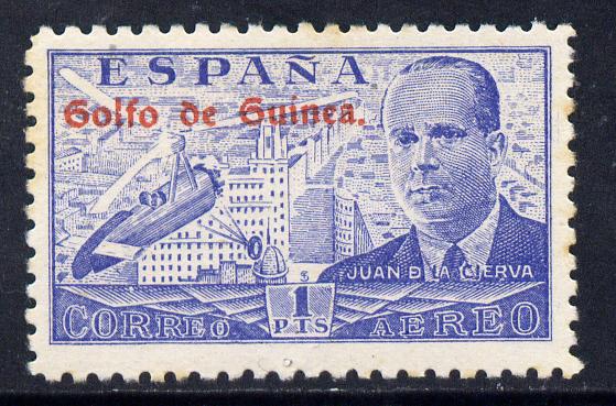 Spanish Guinea 1949 Overprint on Autogyro 1p unmounted mint SG 324, stamps on aviation, stamps on helicopters