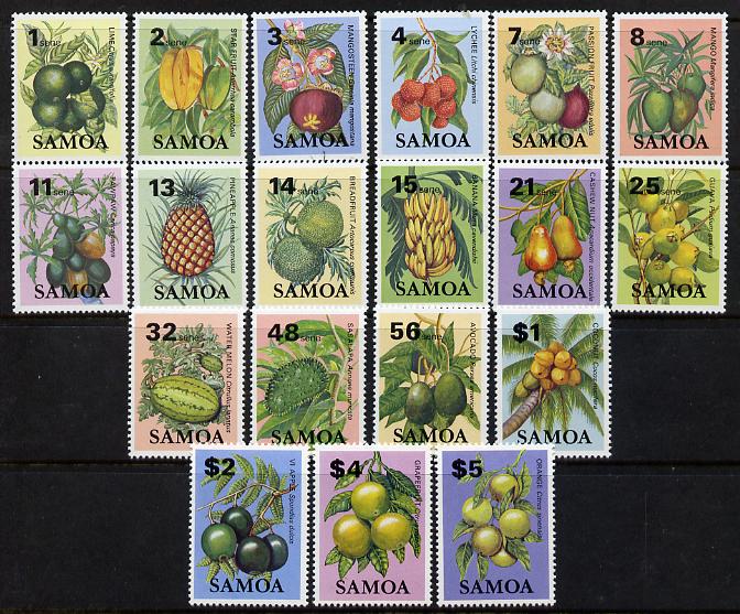 Samoa 1983-84 Fruit definitive set complete, 19 values unmounted mint, SG 647-65, stamps on , stamps on  stamps on fruit
