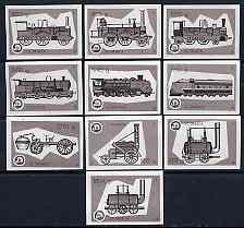 Match Box Labels - complete set of 10 Locomotives (grey background), superb unused condition (Yugoslavian Drava Series), stamps on , stamps on  stamps on railways