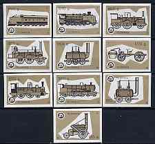 Match Box Labels - complete set of 10 Locomotives (brown background), superb unused condition (Yugoslavian Drava Series), stamps on railways