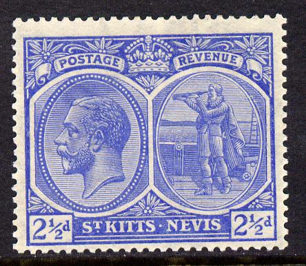 St Kitts-Nevis 1920-22 KG5 MCA Columbus 2.5d ultramarine mounted mint SG 28, stamps on , stamps on  stamps on , stamps on  stamps on  kg5 , stamps on  stamps on columbus, stamps on  stamps on explorers