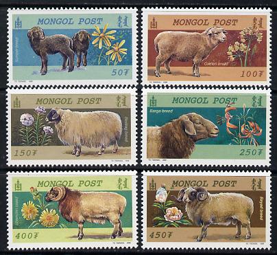 Mongolia 1999 Sheep Breeds perf set of 6 unmounted mint, SG 2780-85, stamps on , stamps on  stamps on animals, stamps on  stamps on sheep, stamps on  stamps on ovine