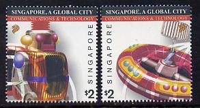 Singapore 2003 Singapore - A Global City 2nd series set of 2 unmounted mint SG 1277-78, stamps on satellites, stamps on tourism, stamps on 