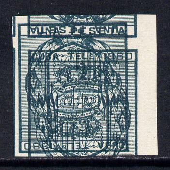 Cuba 1880 imperf proof of Telegraph 1 peseta in green with design doubled, one inverted, without gum, stamps on , stamps on  stamps on telegraphs