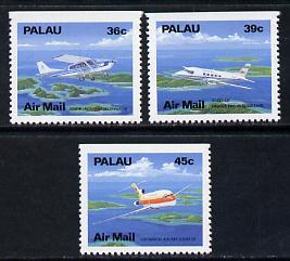 Palau 1989 Aircraft perf set of 3 (ex booklets - one straight edge) unmounted mint SG 261-64, stamps on , stamps on  stamps on aviation