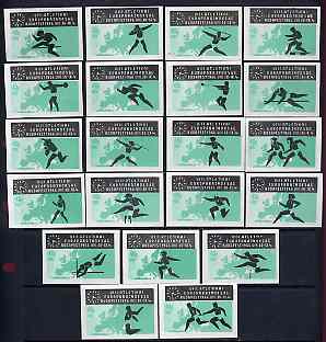 Match Box Labels - complete set of 21 Athletics (black & green) superb unused condition (Hungarian from 1966)