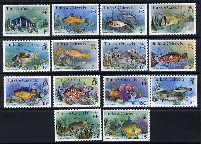 Turks & Caicos Islands 1978 Fish definitive set complete - 15 values unmounted mint SG 514A-28A, stamps on , stamps on  stamps on fish