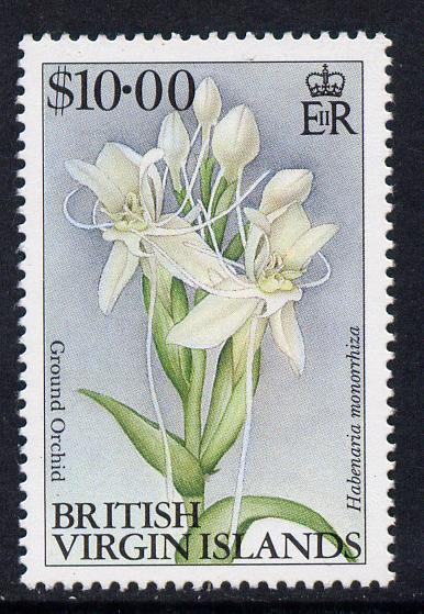 British Virgin Islands 1991 Flowers $10 Ground Orchid unmounted mint SG 783, stamps on flowers, stamps on orchids