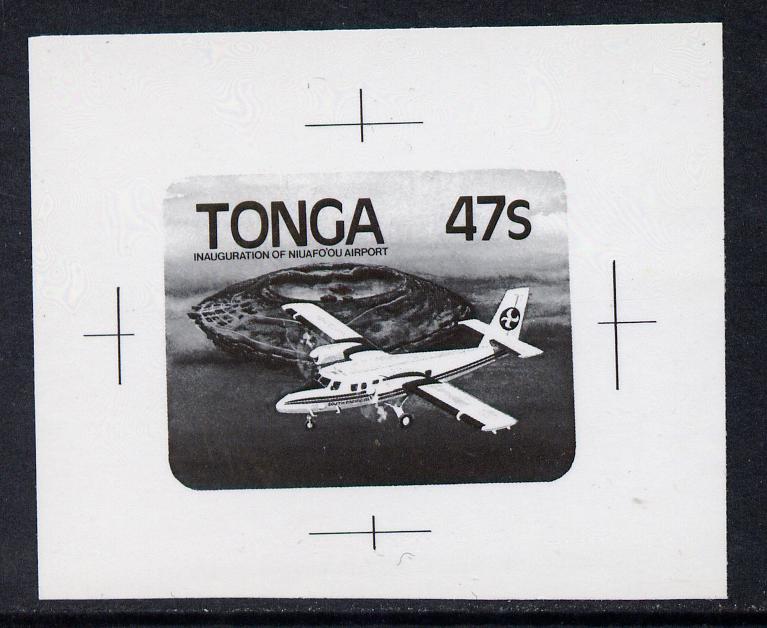Tonga 1982 Inter-Island Transport 47s DH Sea Otter B&W photographic proof, scarce thus, as SG 815, stamps on aviation, stamps on transport