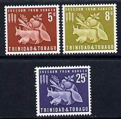 Trinidad & Tobago 1963 Freedom From Hunger perf set of 3 unmounted mint SG 305-7, stamps on , stamps on  stamps on , stamps on  stamps on  ffh , stamps on  stamps on food, stamps on  stamps on 