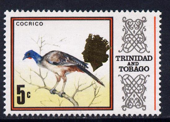 Trinidad & Tobago 1969-72 5c Chachalaca Bird with Queens Head misplaced downwards unmounted mint SG 341Bvar, stamps on birds