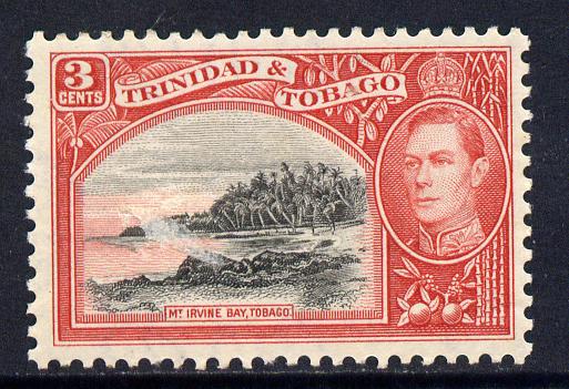 Trinidad & Tobago 1938-44 KG6 3c black & scarlet unmounted mint SG 248