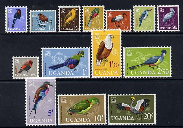 Uganda 1965,Birds definitive set complete - 14 values unmounted mint SG 113-26, stamps on birds