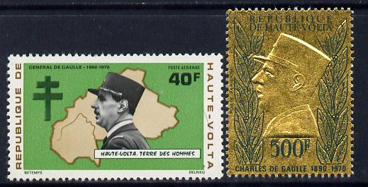 Upper Volta 1971 General De Gaulle Commmoration set of 2 unmounted mint SG 350-51, stamps on personalities, stamps on de gaulle, stamps on constitutions, stamps on 