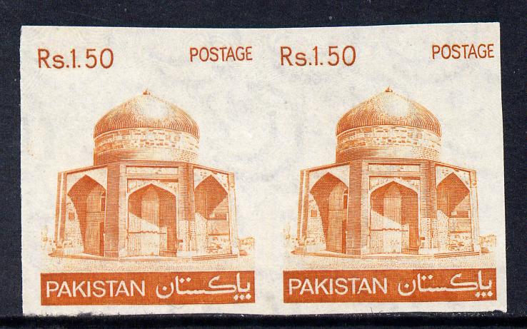 Pakistan 1978-81 Mausoleum 1r50 imperf pair unmounted mint, SG 476a, stamps on , stamps on  stamps on tourism, stamps on  stamps on death