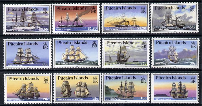 Pitcairn Islands 1988 Ships definitive set complete - 12 values unmounted mint SG 315-26, stamps on , stamps on  stamps on ships