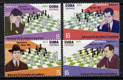 Cuba 2013 Chess - Capablanca perf set of 4 unmounted mint, stamps on , stamps on  stamps on chess