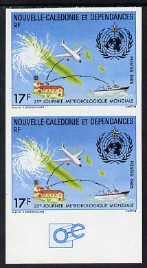 New Caledonia 1985 World Meteorology Day imperf pair unmounted mint as SG 763, stamps on stamp exhibitions, stamps on oxen, stamps on bovine