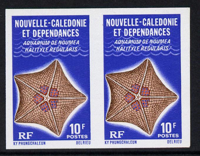 New Caledonia 1978 Numea Aquarium 10f imperf pair unmounted mint as SG 598, stamps on marine life, stamps on fish
