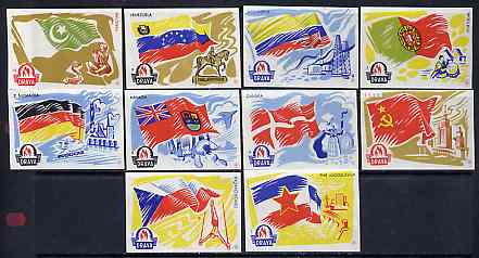 Match Box Labels - complete set of 10 Flags of Nations, superb unused condition (Yugoslavian Drava series), stamps on flags
