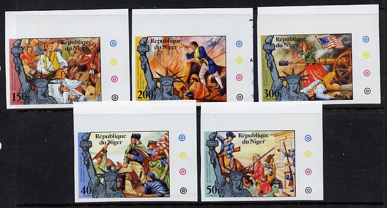 Niger Republic 1976 Bicentenary of American Revolution imperf set of 5 unmounted mint, as SG 616-20, stamps on , stamps on  usa , stamps on americana, stamps on militaria