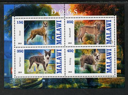 Malawi 2013 Dogs #1 perf sheetlet containing 4 values unmounted mint, stamps on , stamps on  stamps on dogs