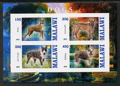 Malawi 2013 Dogs #1 imperf sheetlet containing 4 values unmounted mint, stamps on , stamps on  stamps on dogs
