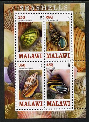 Malawi 2013 Shells perf sheetlet containing 4 values unmounted mint, stamps on , stamps on  stamps on marine life, stamps on  stamps on shells