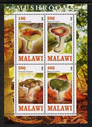 Malawi 2013 Fungi #1 perf sheetlet containing 4 values unmounted mint, stamps on fungi