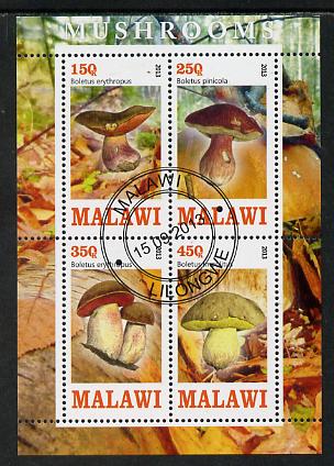 Malawi 2013 Fungi #2 perf sheetlet containing 4 values fine cds used, stamps on , stamps on  stamps on fungi