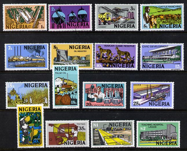 Nigeria 1973-74 definitive set complete (6mm imprint) - 16 values unmounted mint SG 290-306, stamps on , stamps on  stamps on nigeria 1973-74 definitive set complete (6mm imprint) - 16 values unmounted mint sg 290-306