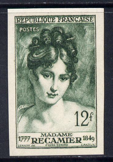 France 1950 Madame Recamier 12f green imperf mounted mint as SG 1103, stamps on , stamps on  stamps on personalities, stamps on  stamps on women
