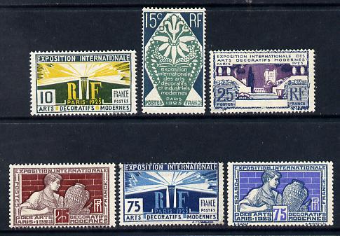 France 1924-25 International Exhibition set of 6 mounted mint SG 406-11, stamps on exhibitions