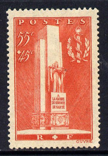 France 1938 Military Medical Corps 55c+45c mounted mint SG 611, stamps on , stamps on  stamps on medical, stamps on  stamps on militaria
