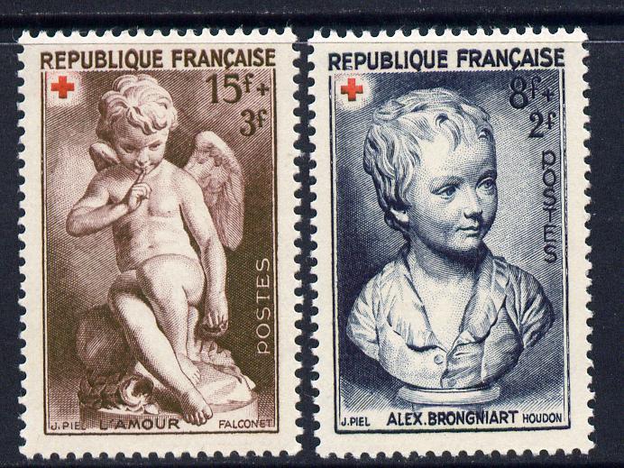 France 1950 Red Cross Fund perf set of 2 unmounted mint SG 1105-06, stamps on red cross