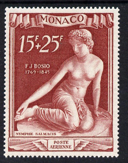 Monaco 1948 Death Centenary of Bosio 15f+25f brown-lake unmounted mint SG 360, stamps on sculpture