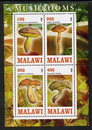 Malawi 2013 Fungi #4 perf sheetlet containing 4 values unmounted mint, stamps on fungi