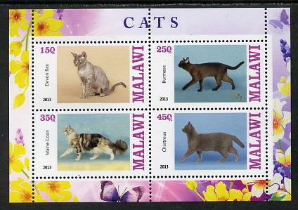 Malawi 2013 Domestic Cats #1 perf sheetlet containing 4 values unmounted mint, stamps on cats