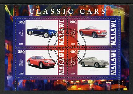 Malawi 2013 Classic Cars #2 perf sheetlet containing 4 values fine cds used, stamps on cars