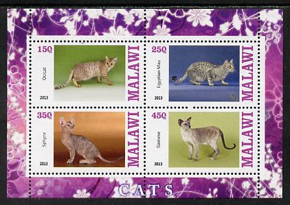 Malawi 2013 Domestic Cats #2 perf sheetlet containing 4 values unmounted mint, stamps on cats