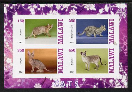 Malawi 2013 Domestic Cats #2 imperf sheetlet containing 4 values unmounted mint, stamps on , stamps on  stamps on cats