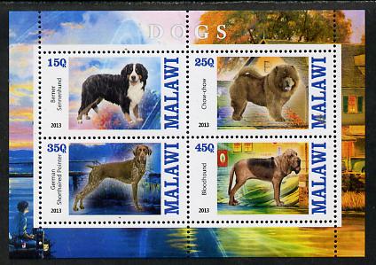 Malawi 2013 Dogs #2 perf sheetlet containing 4 values unmounted mint, stamps on dogs