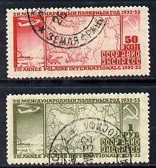 Russia 1932 Second International Polar Year set of 2 fine used SG E591-92, stamps on aviation, stamps on polar, stamps on maps